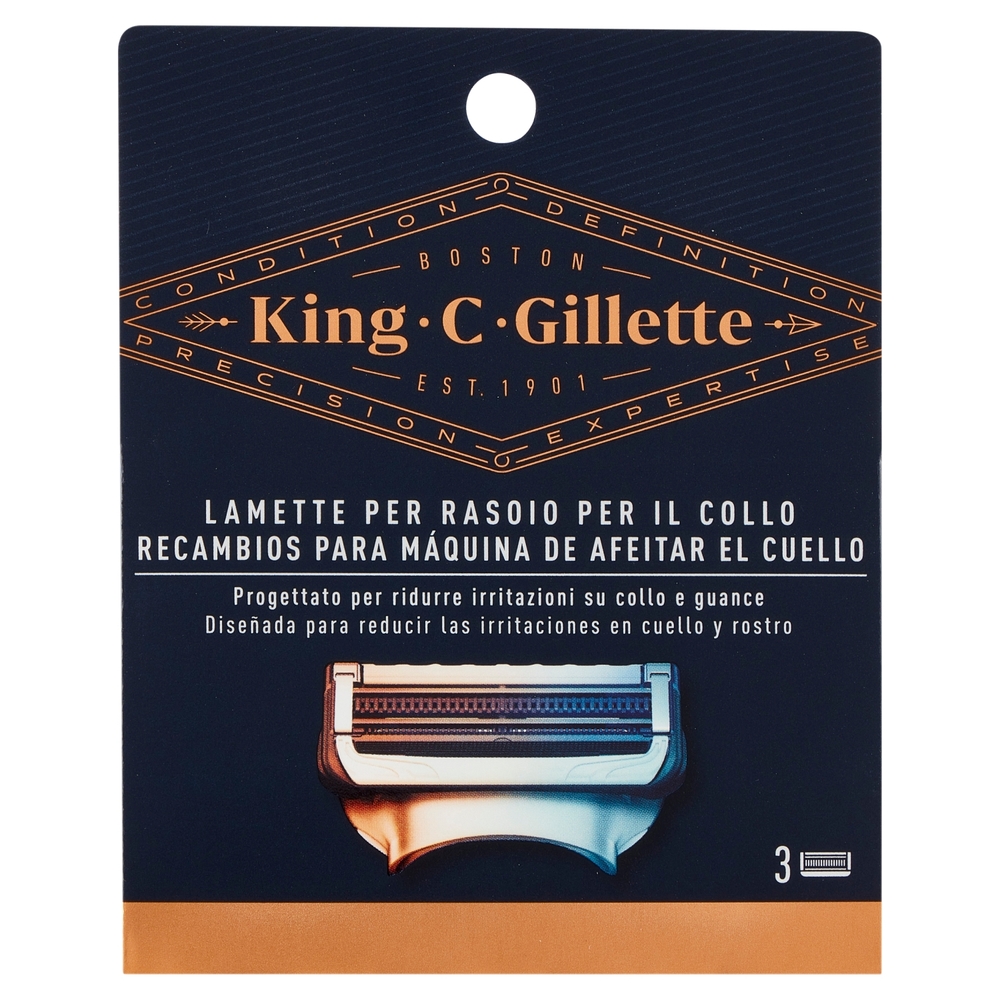 King C. Gillette Lamette di Ricambio per Rasoio da Uomo per il Collo 3 Ricariche